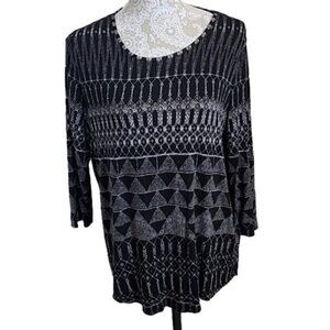 Anthropologie Philosophy Top Black and white 3/4 sleeve Women's 0X